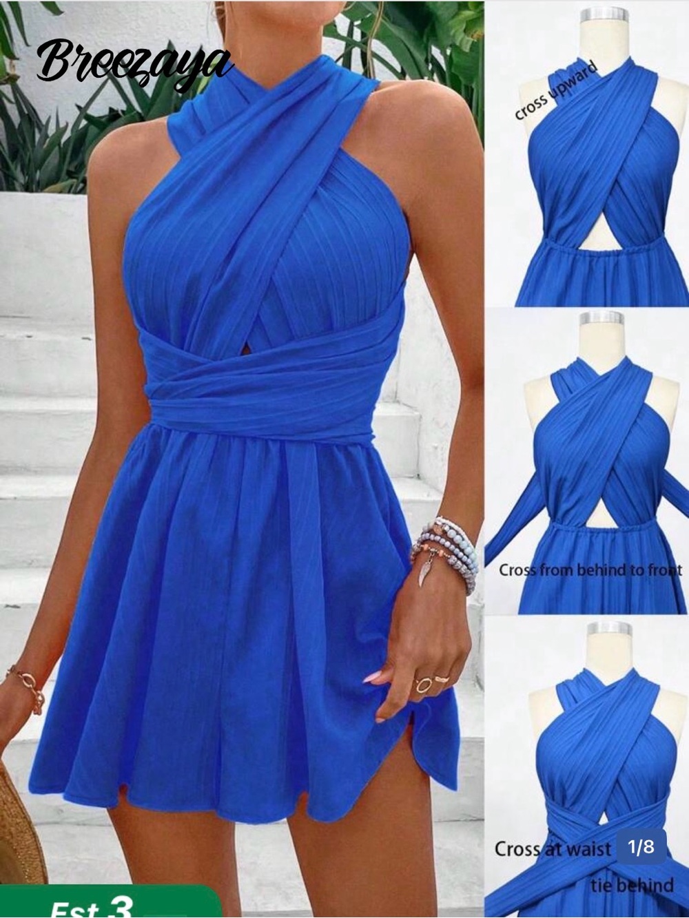 Royal Blue Convertible Wrap Halter Romper